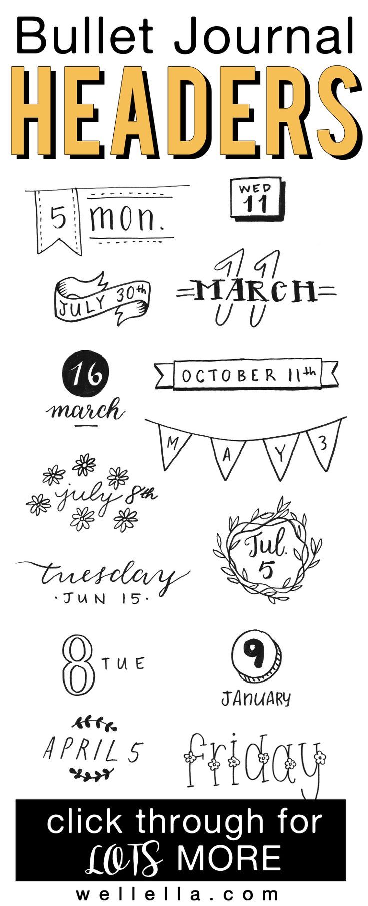 Bullet Journal Headers You Can Easily Copy + Examples