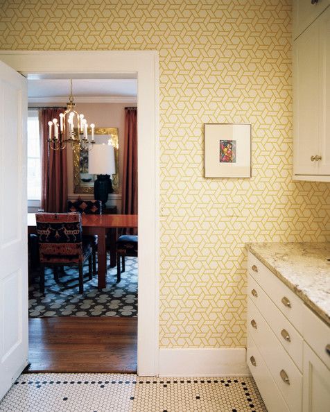 Kitchen Photos Ideas Pinterest Angie Hranowsky S Tile And Wallpaper Pairing Suggestion For A Sunny Kitchen Yellow