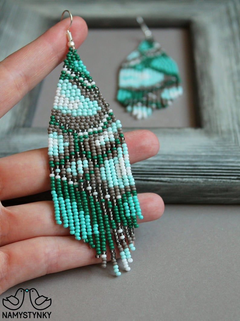 Abstract Bohemian Beaded Fringe Earrings