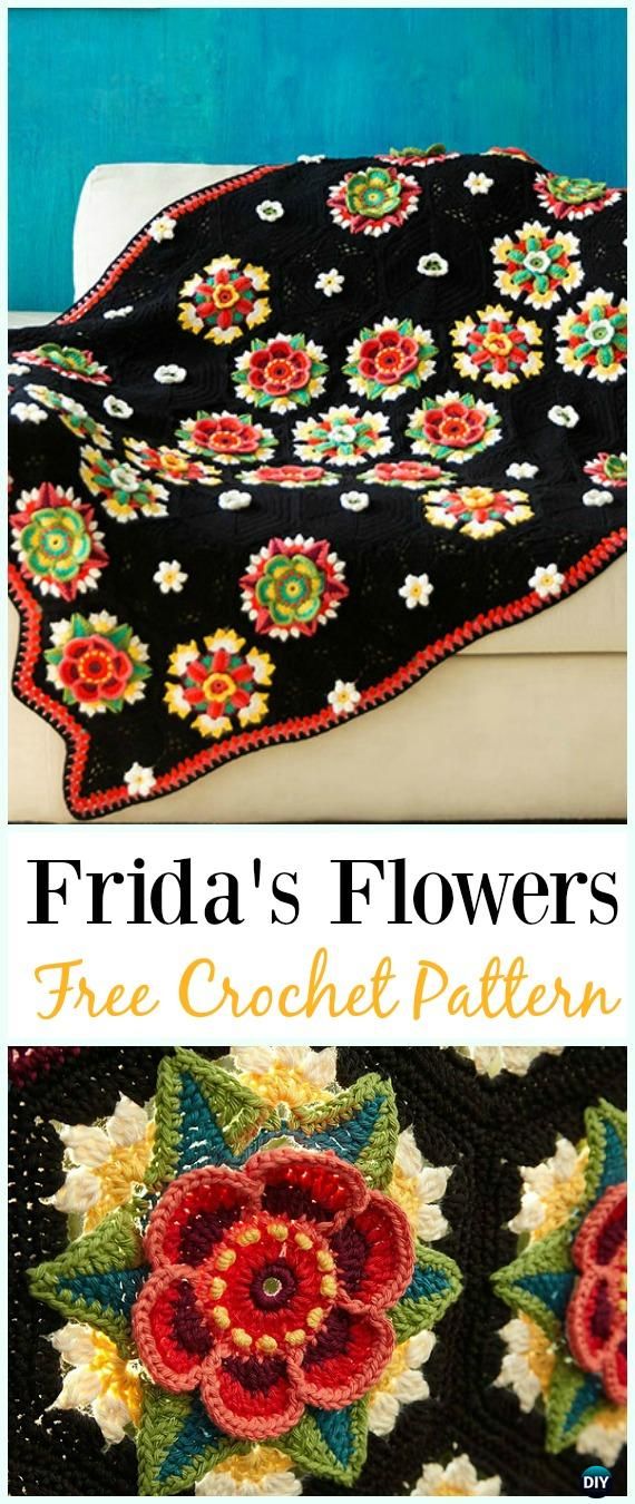 Crochet Flower Blanket Free Pattern Round Up #crochetedflowers