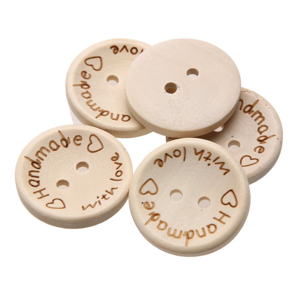 Sewing knitting 10 or 20 wooden natural//light brown buttons 3cm 4 holes