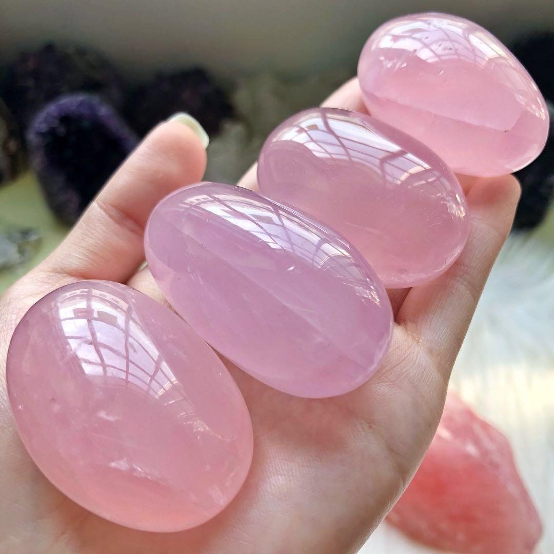 Large Rose Quartz Palm Stone Rose Quartz Polished Stones Etsy