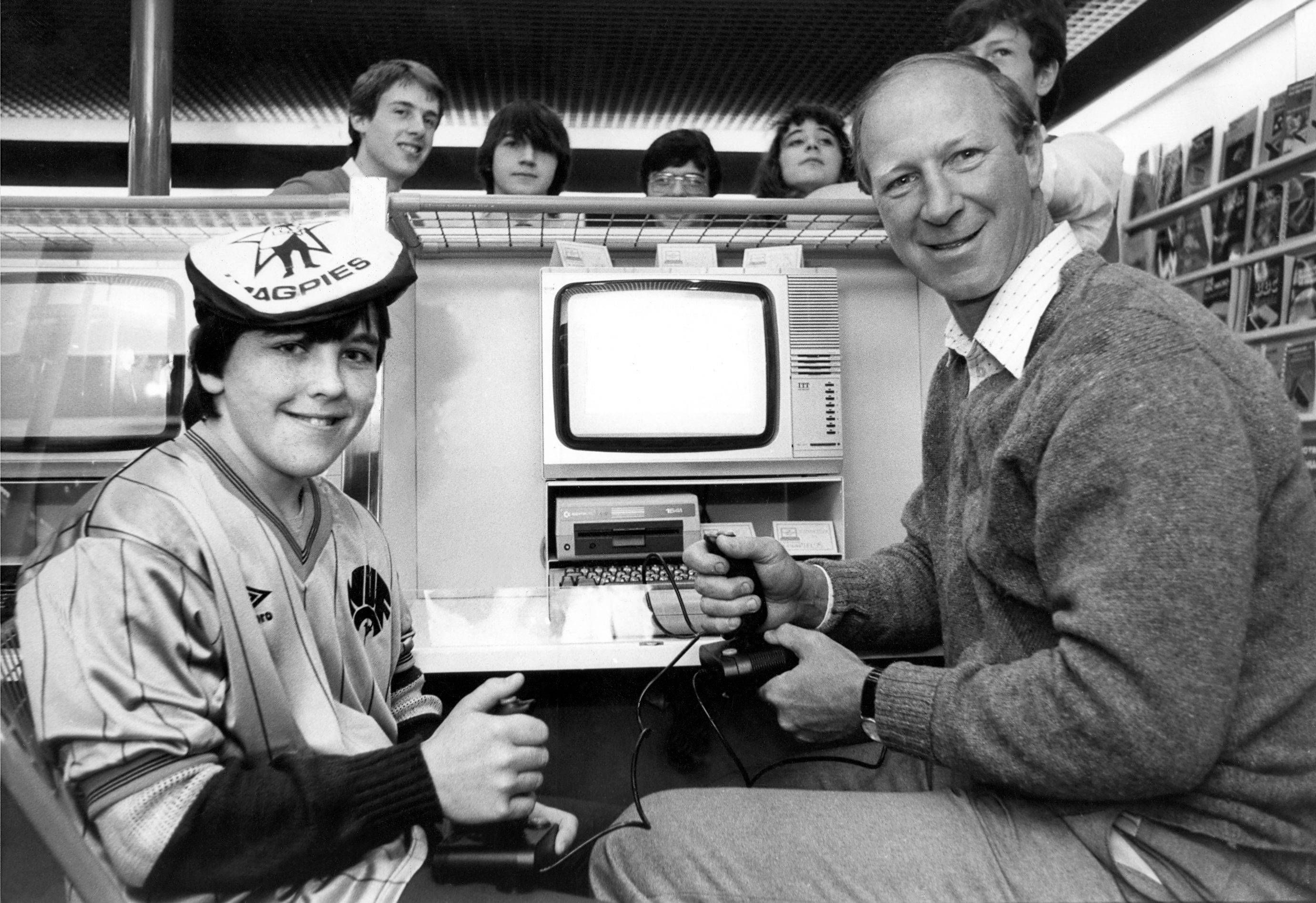 newcastle united manager jack charlton playing on a computer game in november 1984 newcastle united jack charlton newcastle