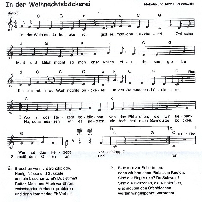 in der weihnachtsbäckerei noten GoogleSuche In der