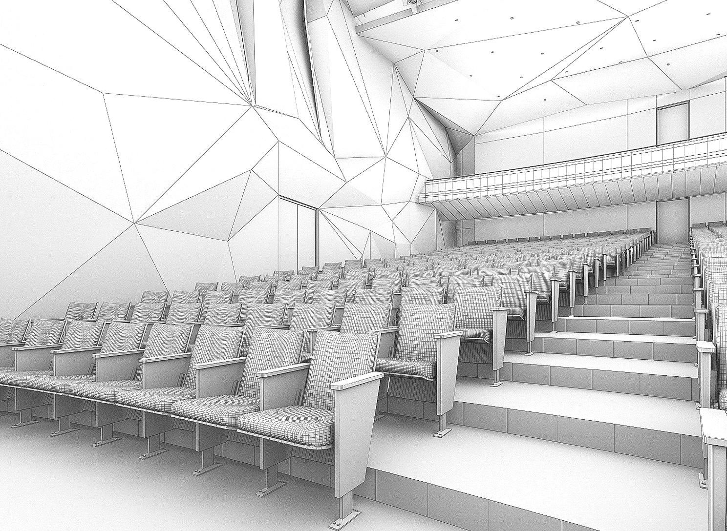Theater Interior 1200 Seats Max Formats Ds Max In 2020 Theatre Interior Auditorium Design Hall Interior