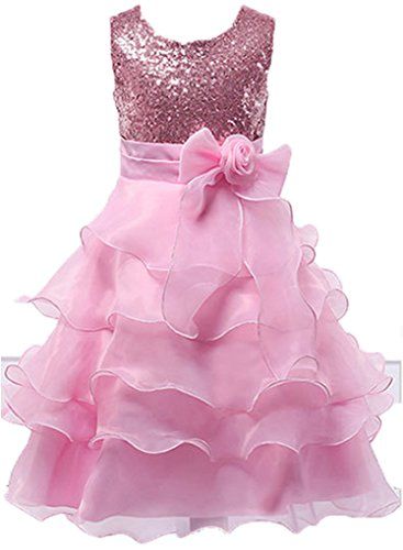 Little//Big Girls Sequins Ruffled Flower Girl Birthday Pageant Dress