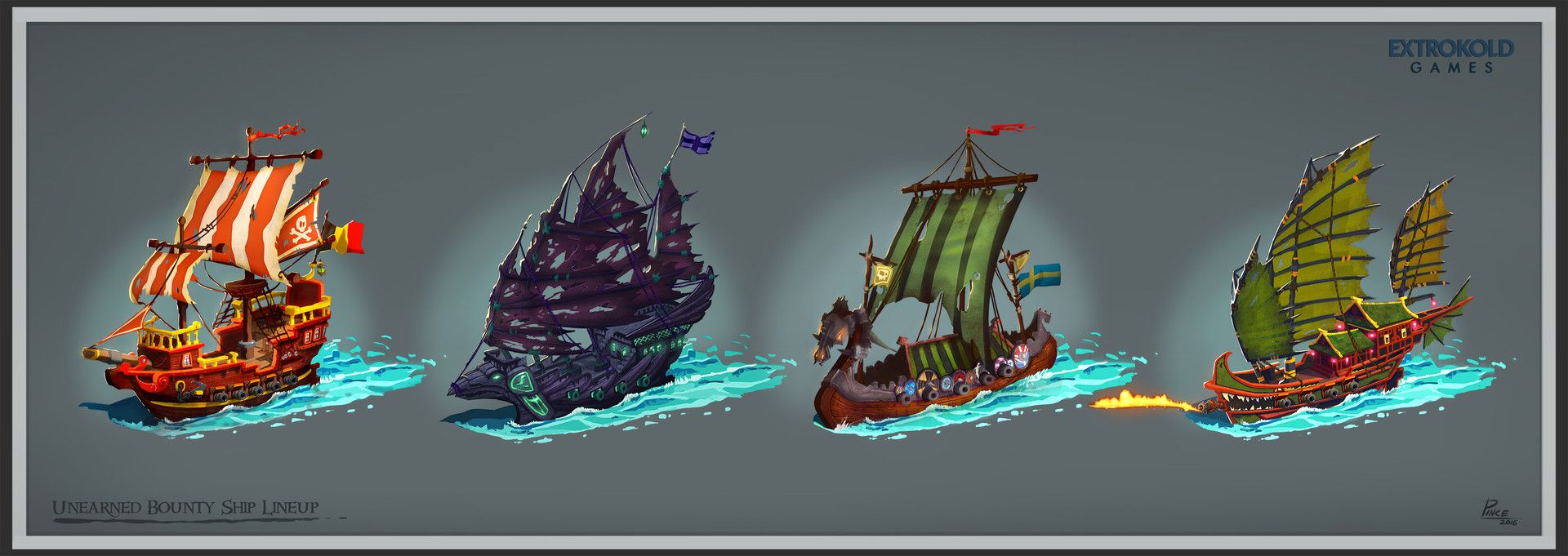 Unearned Bounty Pirate Ship Designs Lineup Richard Pince Pirates Pirate Ship Artwork