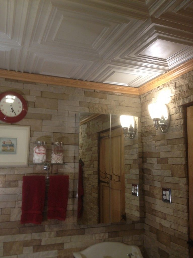 Laundry Room / Bathroom by Pam Mulhollem | Decorative ceiling tile
