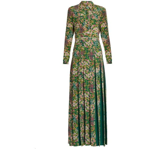 Gucci Pleated Fl Print Silk Crepe De Chine Dress 4 200 Gucci Pleated Fl Print Silk Crepe De Chine Dress 4 200 Liked On Polyvore Featuring Dresses Green Multi Maxi White