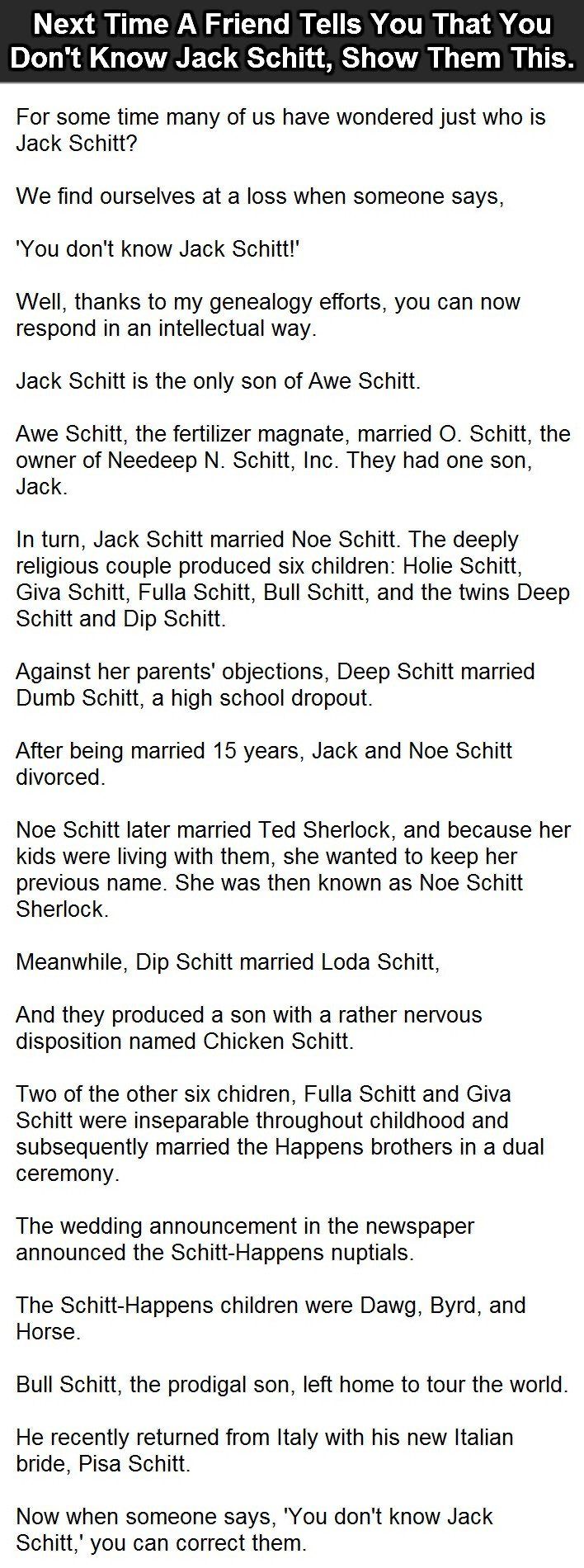 Next time a friend tells you that you dont know jack schitt Next time a friend tells you that you dont know jack schitt