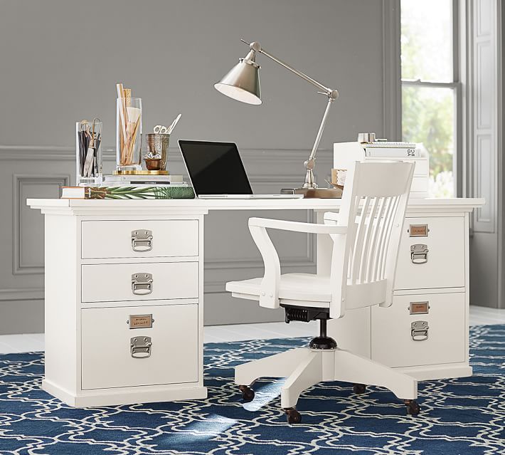 Bedford 5- Drawer Rectangular Desk, Antique White Bedford Town Bedford Rectangular Desk Set - Bedford 5- Drawer Rectangular Desk, Antique White Bedford Town