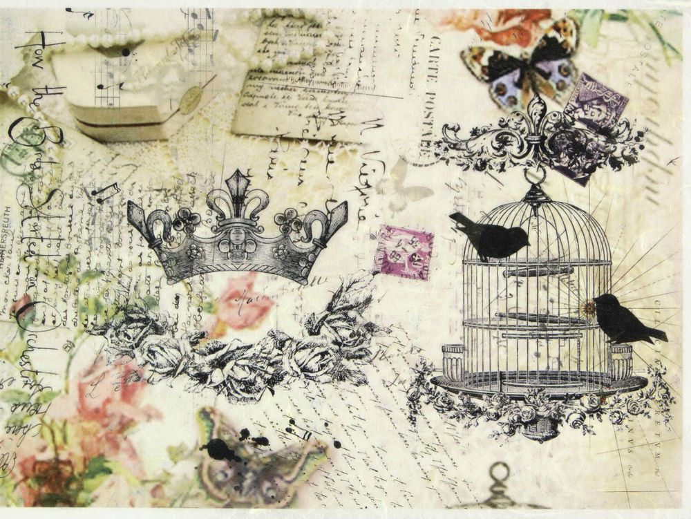 rice paper vintage crown bird cage for decoupage scrapbook craft rice sheet