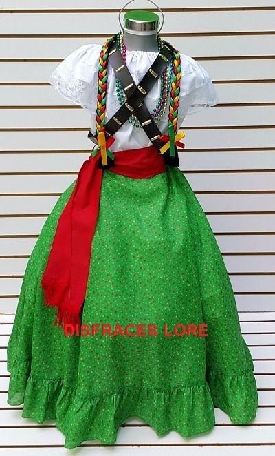 vestuario disfraz falda adelita blusa adelita rebozo niñas | culture