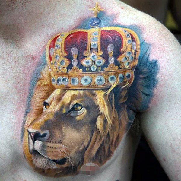 Lion And Crown Cover Up By Lou Bragg Chest Tattoo Men Lion Hand Tattoo Wrist Tattoo Cover Up