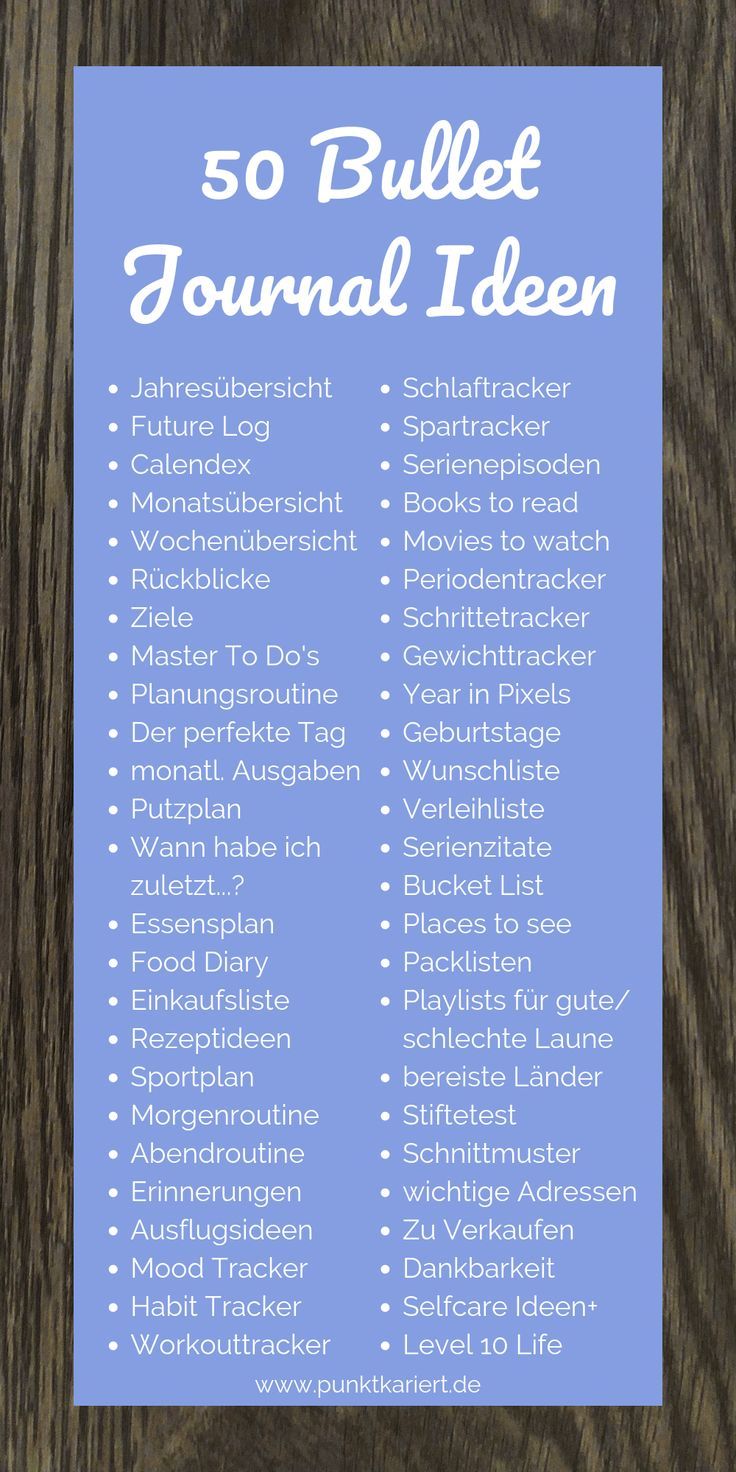 Die Masterliste: 69 Ideen für dein Bullet Journal #bulletjournalideas