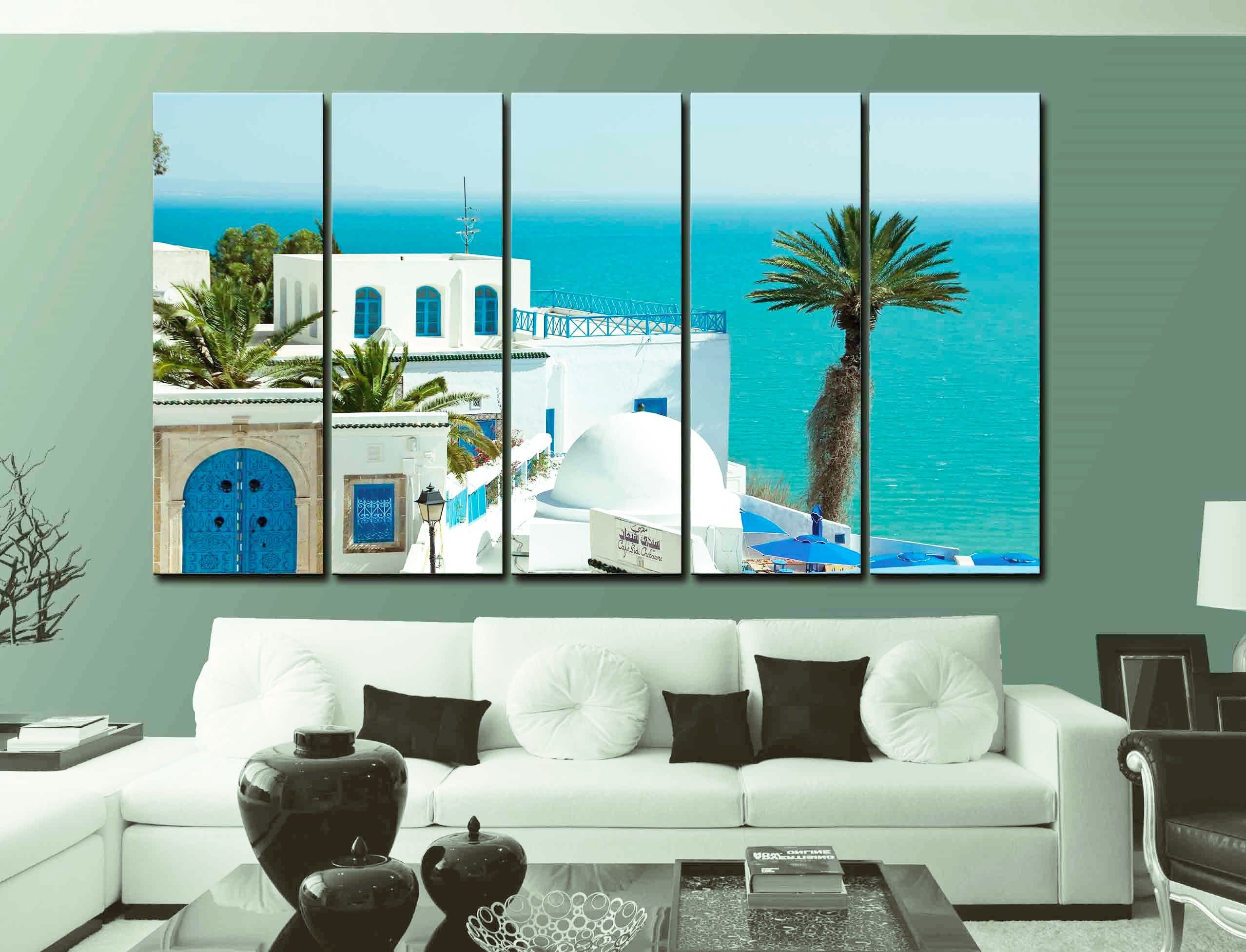Xlarge 5 Panels Nature Wall Art Canvas Print Tropical Ocean With