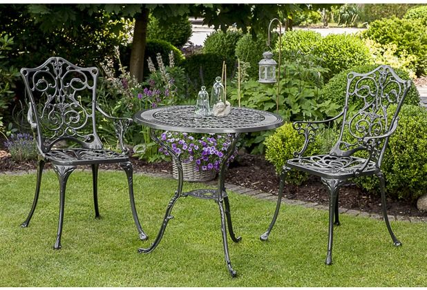 Bistroset Gartenmöbel Eisen 1 Tisch 2 Stühle Gün Antikstil Balkon Sitzgruppe