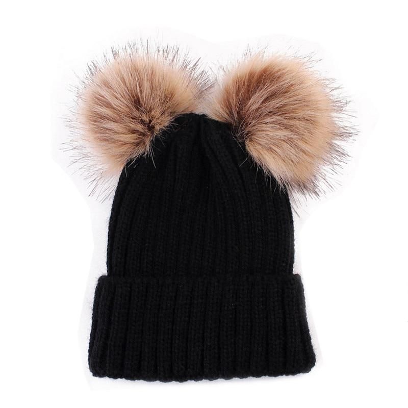 Ladies Chunky Knit Women Cap Winter Warm Unisex Fur Pompom Bobble Casual Hat