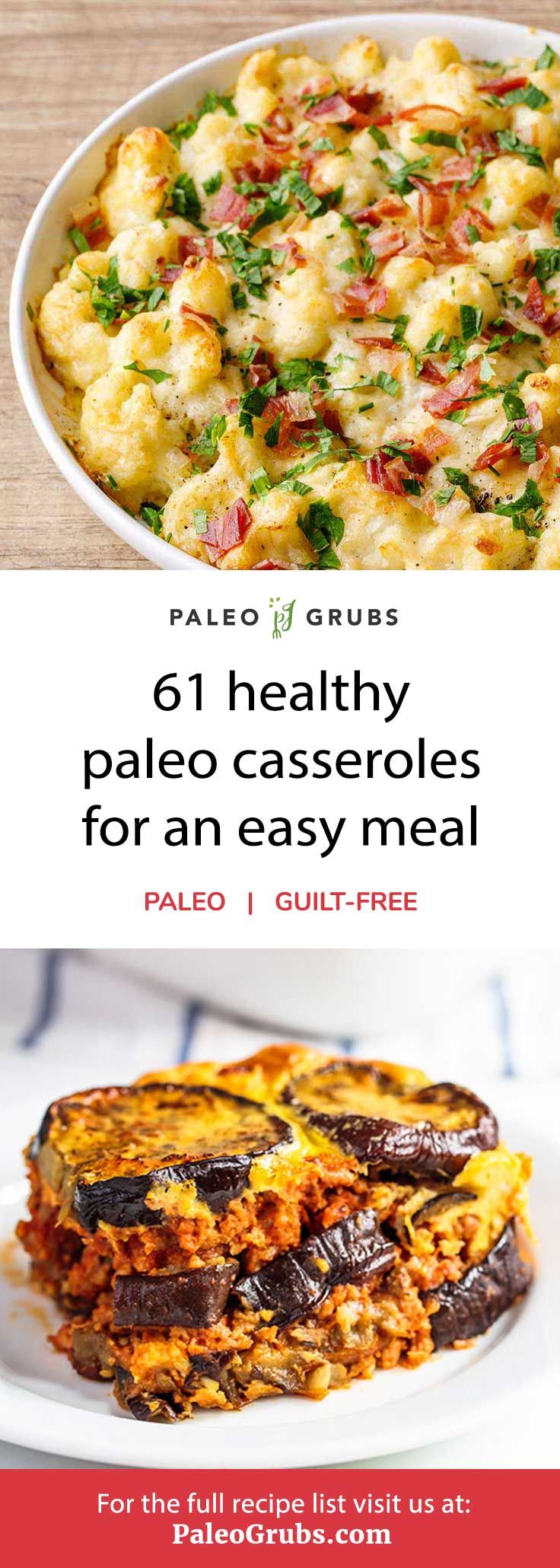 Next time you want a simple, wholesome meal, make one of these healthy and comforting paleo casserole recipes. They are convenient, delicious and satisfying. Menu Dieta Paleo, Paleo Menu, Paleo Cookbook, Paleo Recipes Dinner, Paleo Recipes Easy, Paleo Snacks, Whole Food Recipes, Cooking Recipes, Paleo Food