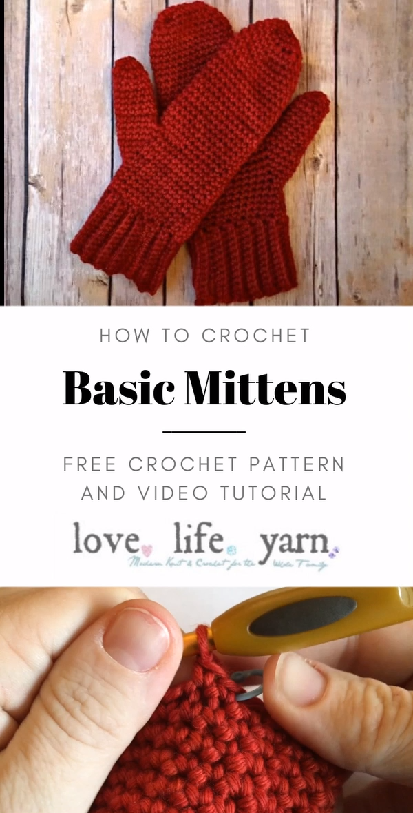 Free crochet pattern avec la vidéo tutoriel de base des mitaines