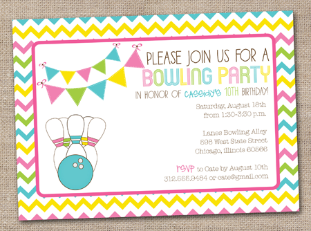 bowling birthday party invitations