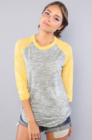 yellow baseball tee womens