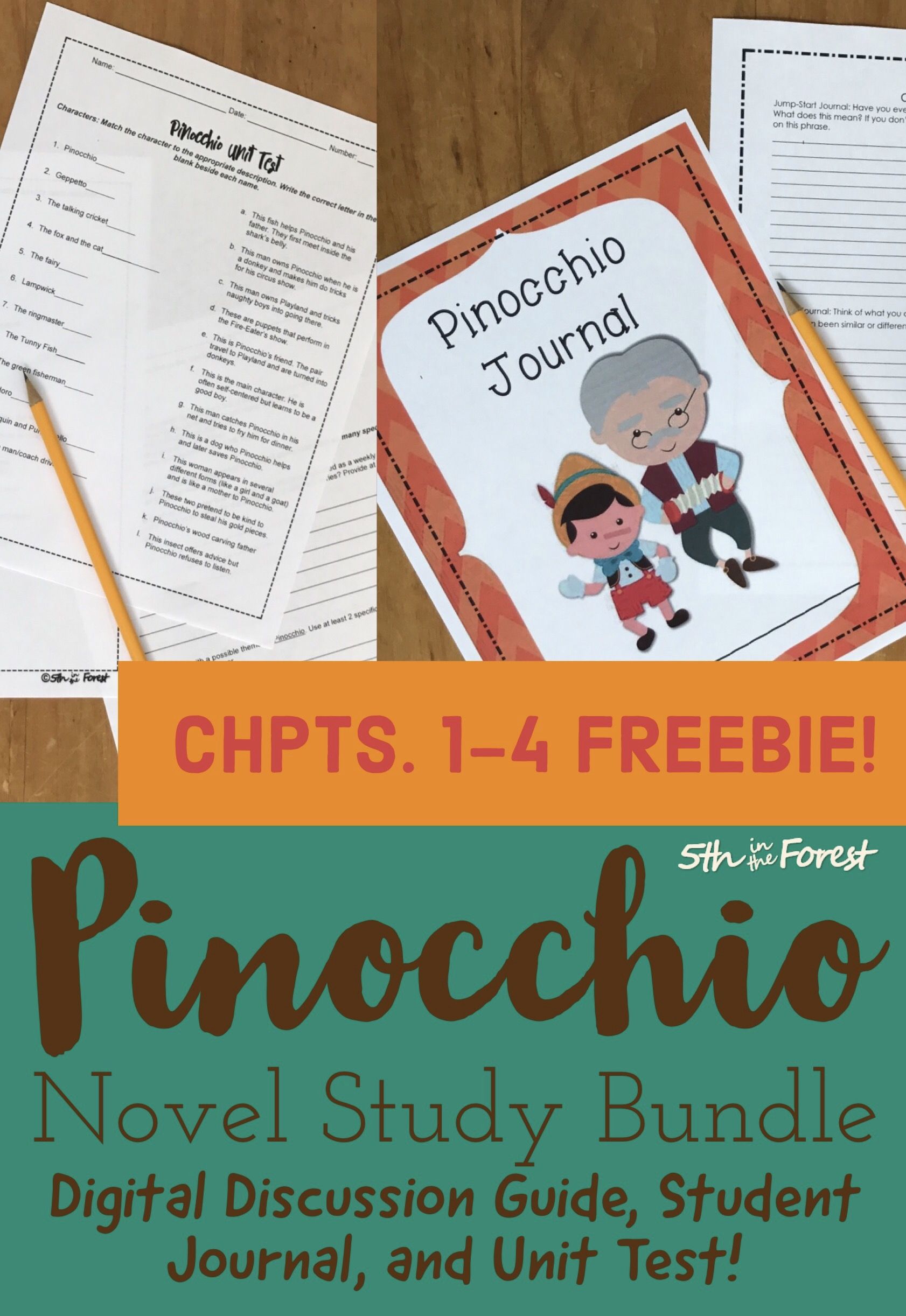 This download is a FREE SAMPLE of my Pinocchio Novel Study Unit. You will receive