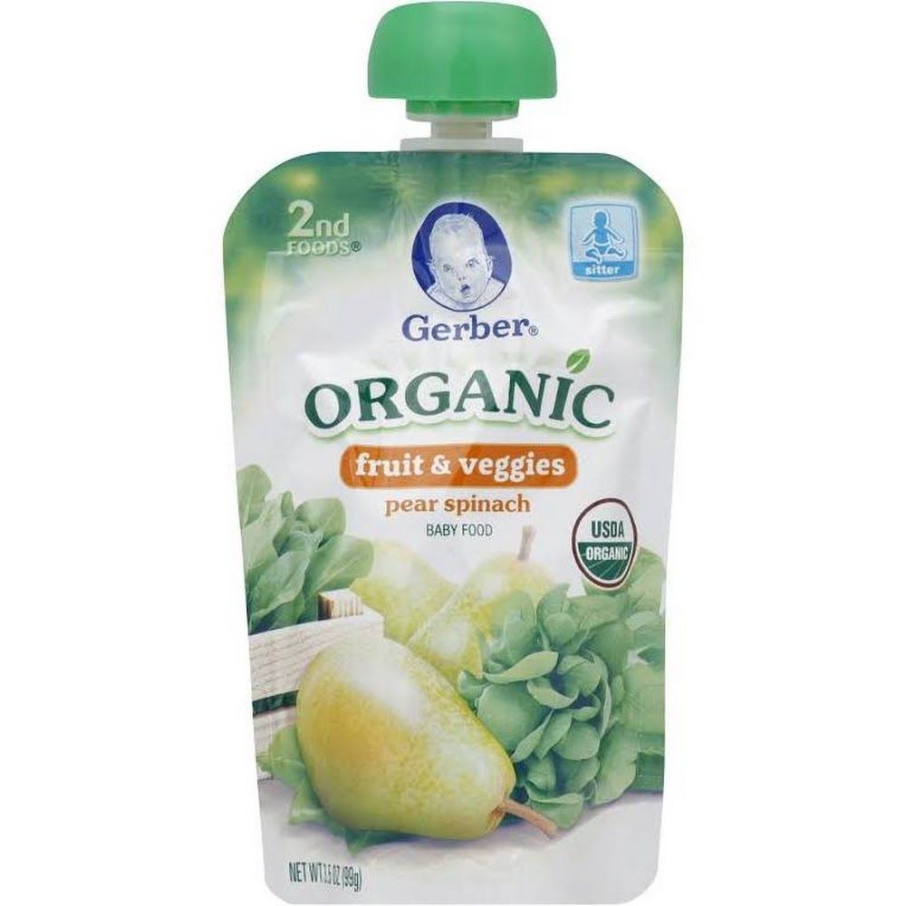 Gerber Organic 2nd Foods, Pear Spinach 3.5 oz pouch