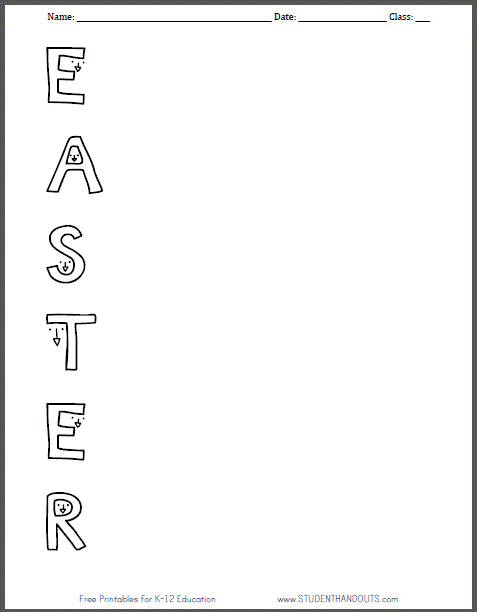 No cost Printable Easter Acrostic Worksheet for Young children Vacations picture relating to Acrostic Puzzles Printable named Absolutely free Printable Easter Acrostic Worksheet for Little ones Holiday seasons