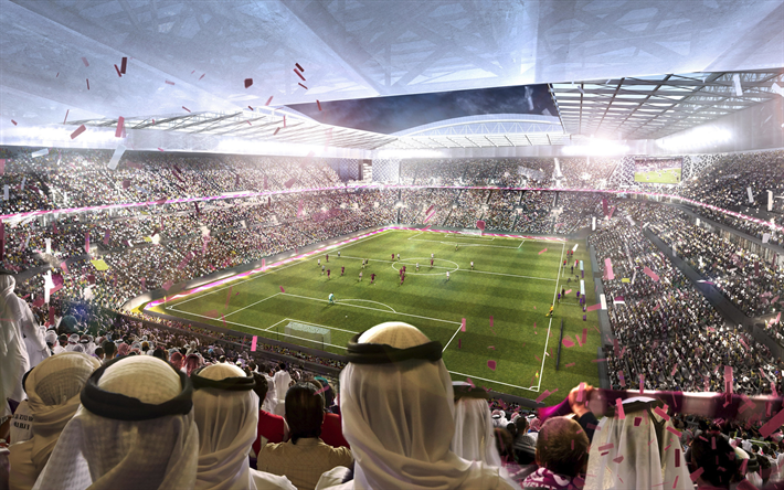 Download Wallpapers Al Rayyan Stadium Football Concepts Qatar 2022 Sports Arena 4k Football Stadium Al Rayyan Besthqwallpapers Com World Cup Teams Qatar Football World Cup Tickets