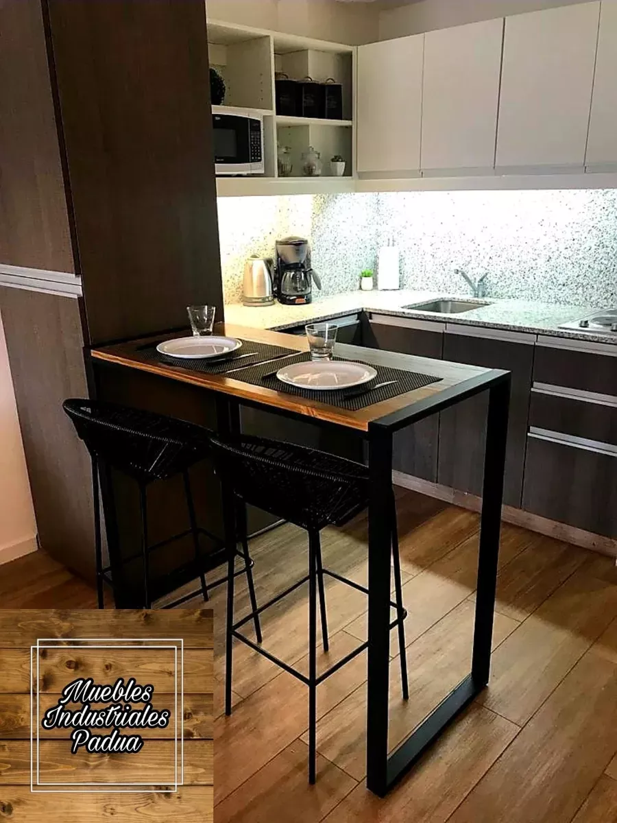Barra Desayunador Industrial Isla Cocina Hierro Madera Padua 15 500 00 Cocinas De Casas Pequeñas Islas De Cocina Decoracion De Interiores Dormitorios Matrimoniales