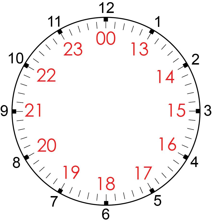 Free Printable 24 Hour Clock Face