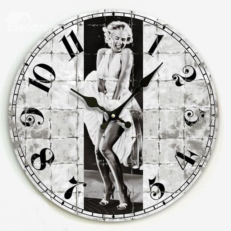 New Style Amazing Pastoral Marilyn Monroe Wall Clock Rustic Wall Clocks ...