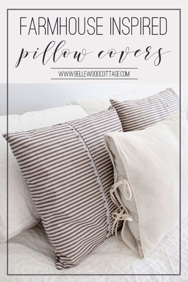 farmhouse inspired ticking pillow 10 Beautiful Farmhouse Style Pillows To