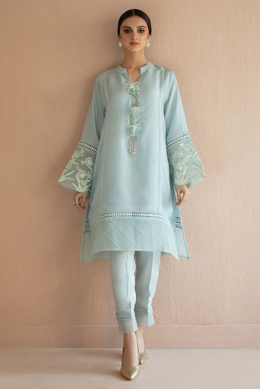 Sky Blue Salwar Kameez with Trendy Decorations Stylish Dress Book, Stylish Dresses For Girls, Simple Dresses, Lace Dresses, Unique Dresses, Wedding Dresses, Party Dresses, Short Dresses, Designer Kurtis