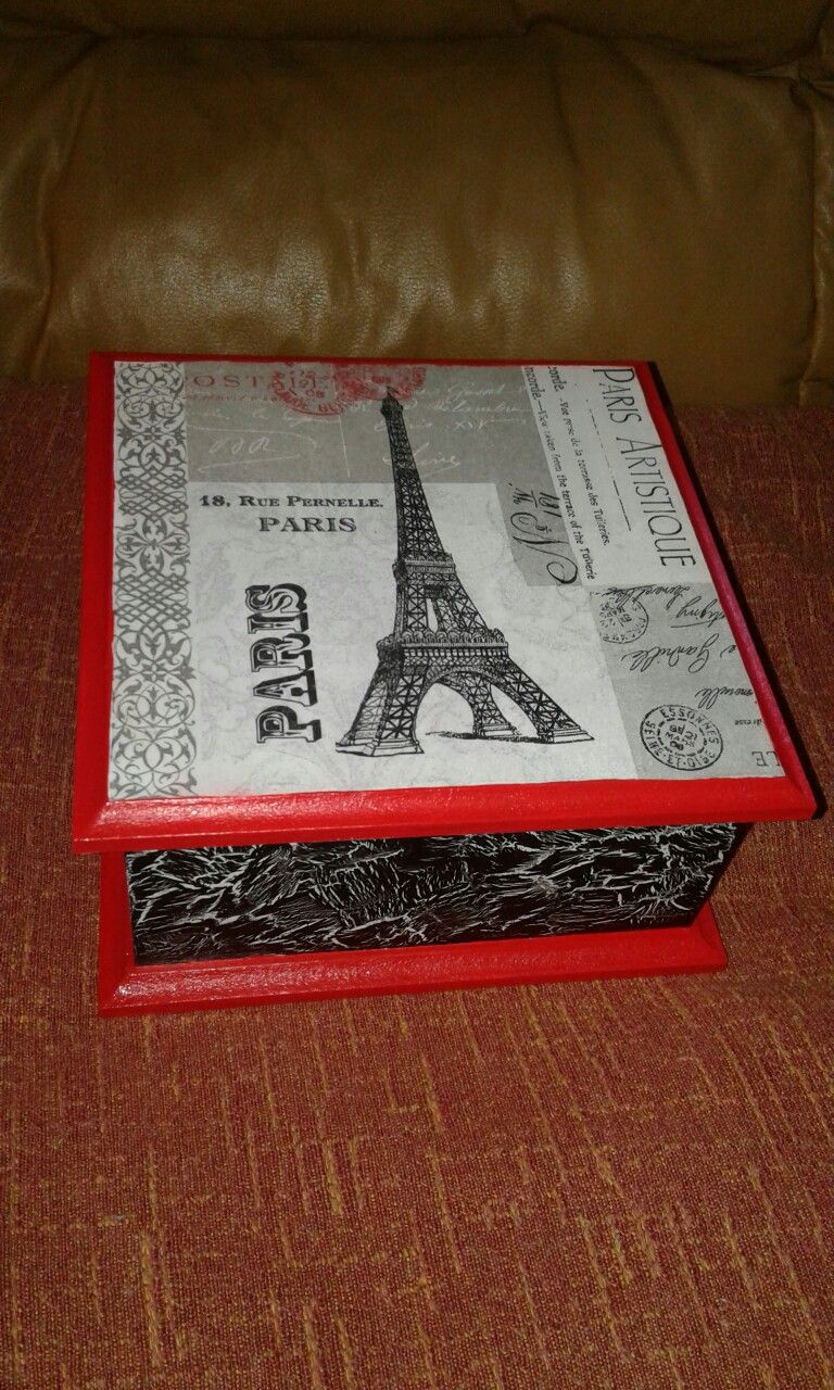 Decoupage y craquelado en caja madera , Lorena Belart