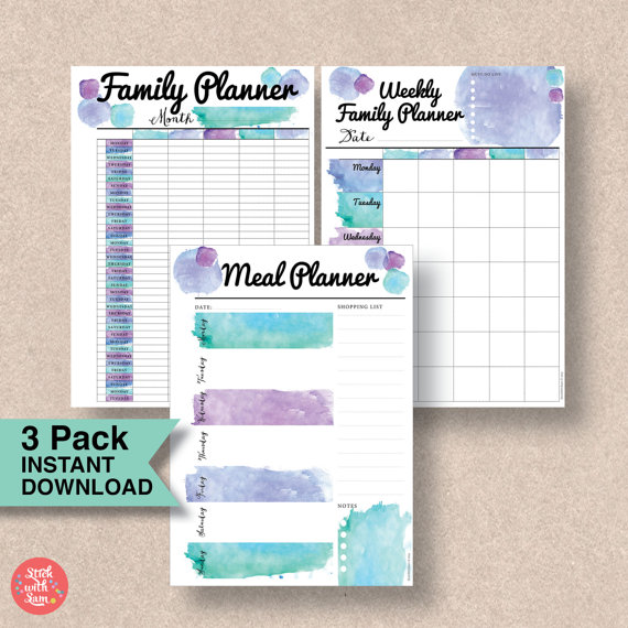 printable family organizer printable family meal planner printable family planner organizer