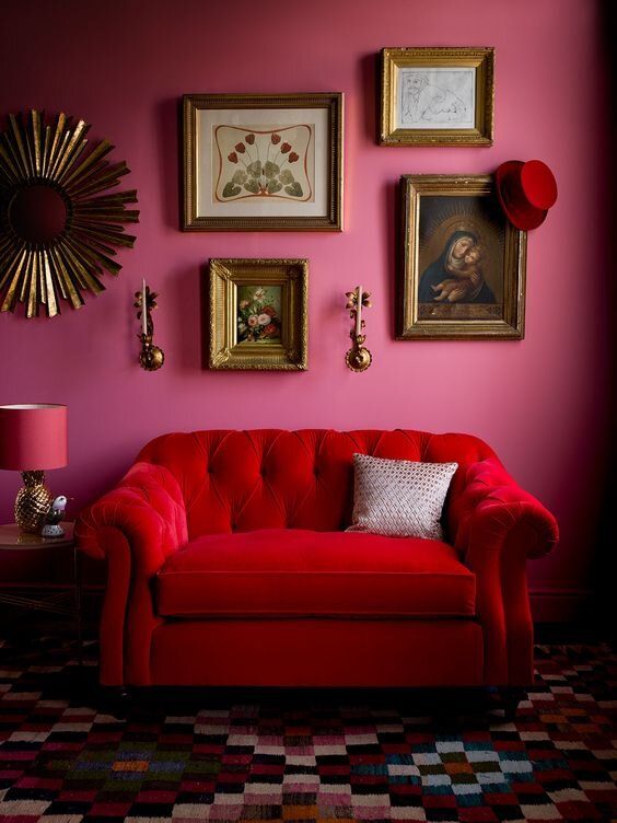 Magenta, Hot Pink, & Fuchsia Spaces Making Us Mega Swoon — firefly+finch Decoration Inspiration, Interior Inspiration, Decor Ideas, Color Inspiration, Room Colors, House Colors, Home Interior Design, Interior Decorating, Decorating Games
