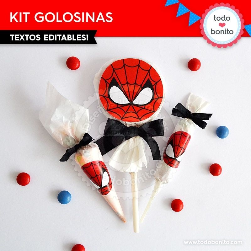 Hombre Araña: kit etiquetas de golosinas - Todo Bonito Icing, Party, Cellophane Bags, Spiderman, Goodies, Candy Stations, Tags, Birthday, Parties