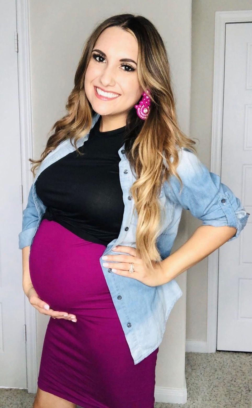 HOTFISH Womens Maternity Skirt with Tummy Control Mothers Maternity Pregnant Skirt