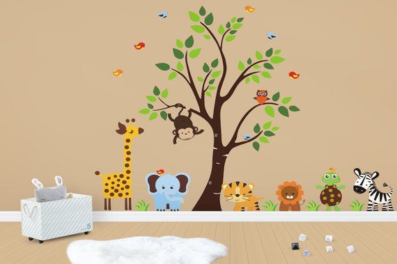animal wall art - nursery wall decals - baby wall stickers - jungle