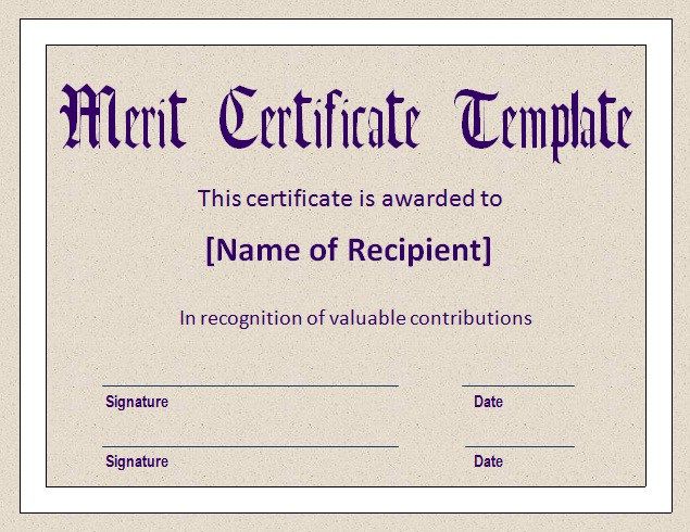 merit certificates