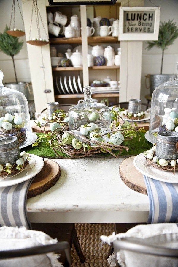 Springy Moss Egg Easter Table Easter Table Decorations Easter Table Rustic Easter Decor