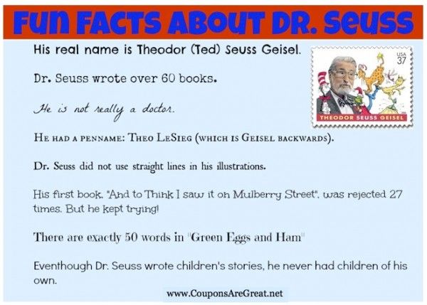 Fun Facts About Dr Seuss With Images Fun Facts About Dr Seuss With Images