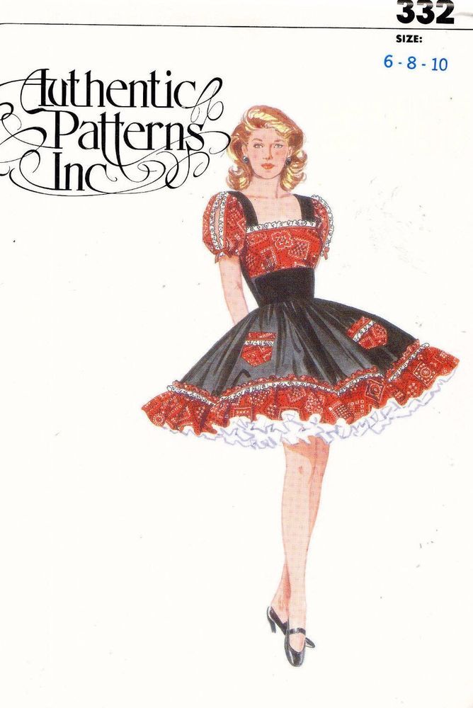 Authentic Patterns Sewing Pattern Ladies Western Square Dance Dress Misses UPICK Authentic Patterns Sewing Pattern Ladies Western Square Dance Dress Misses UPICK