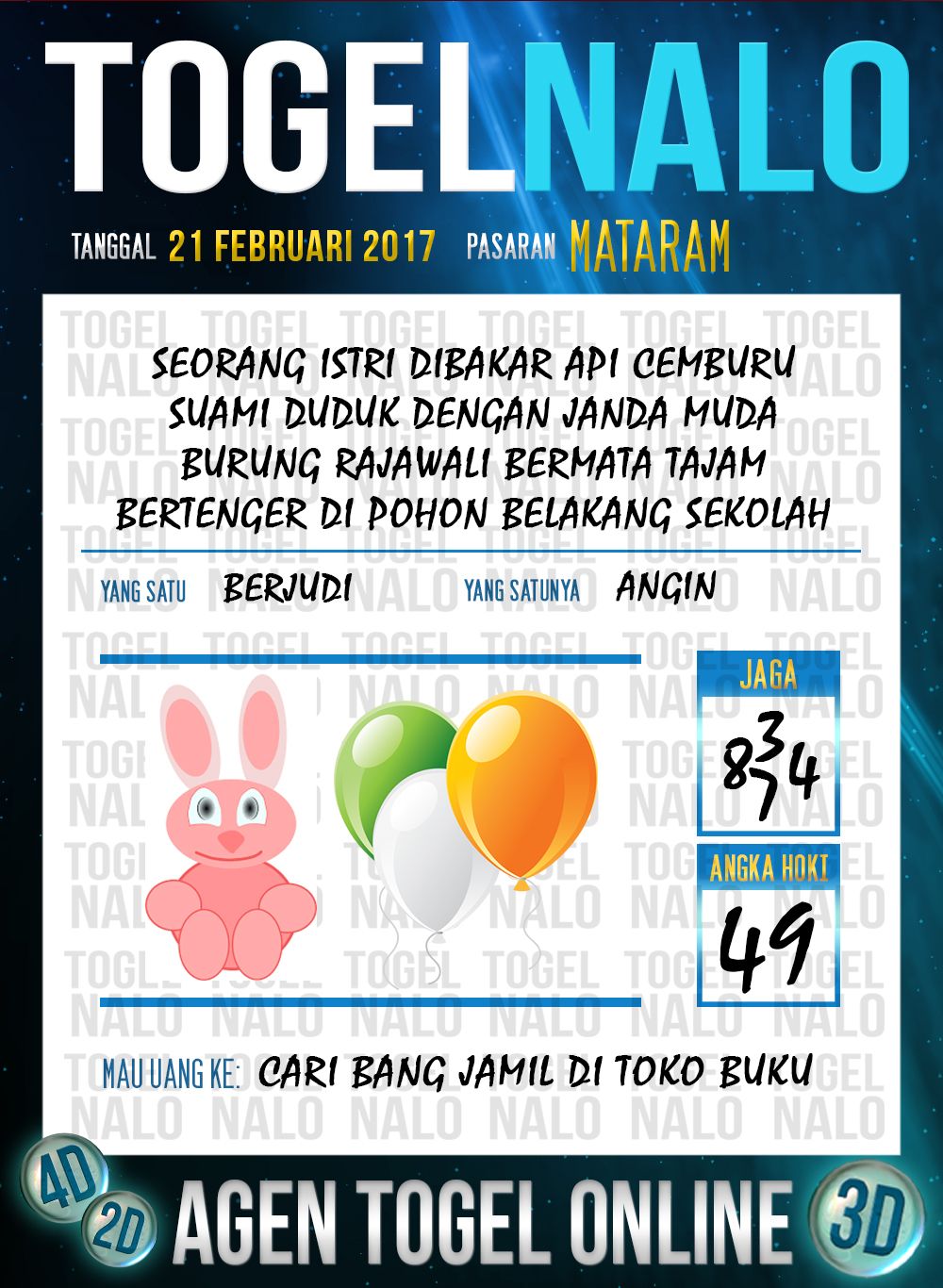 Kode Main 3d Togel Wap Online Live Draw 4d Indonalo Dki Jakarta 3 Januari 2017 Tanggal Kasino Indonesia