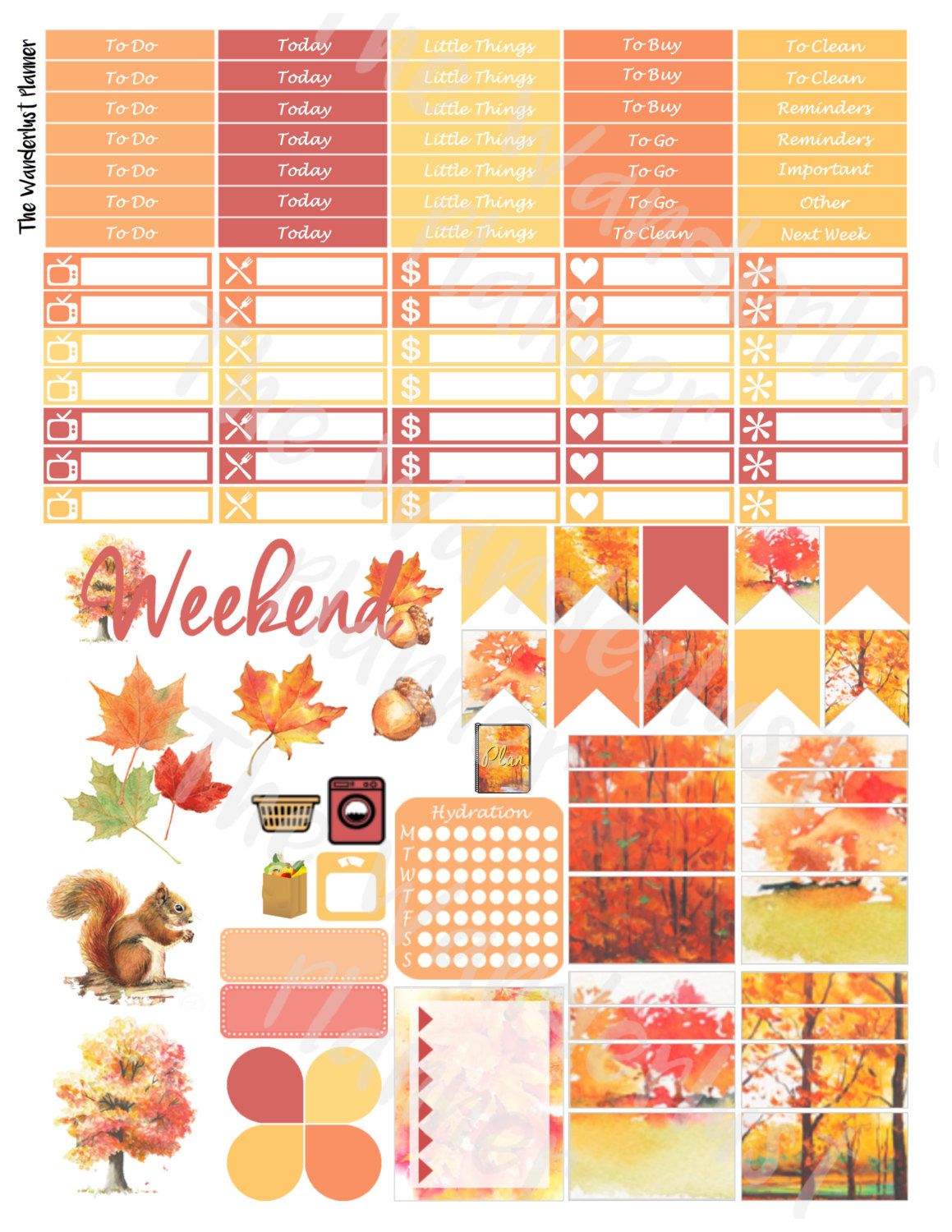 Cute Autumn planner stickers bujo erin condren Fall planner stickers