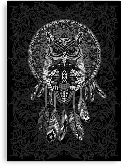 'indian native Owl Dream catcher' Canvas Print by Dadang Lugu Mara