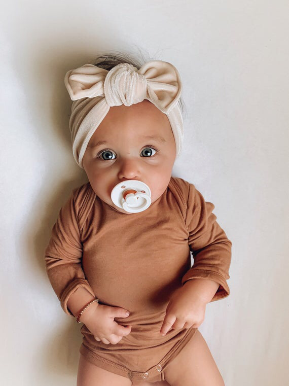 baby pink light pink baby bow headband Cool Blush: Flat Bow Headband - soft knotted baby headband infant headband