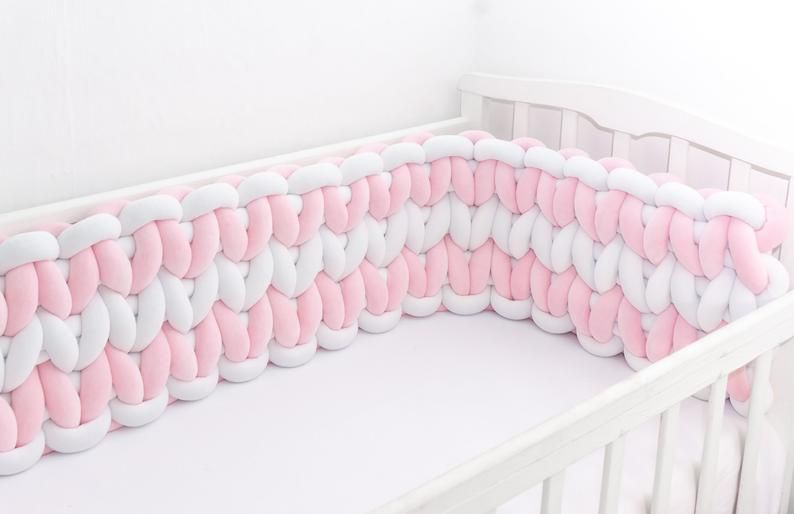 Crib Bumper Baby Deco Baby Shower baby bumper Nursery Baby Gift USA knot bumper Braided Crib Bumper newborn gift baby gift